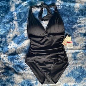 Tommy Bahama Pearl Pleated Halter One Piece Bathing Suit